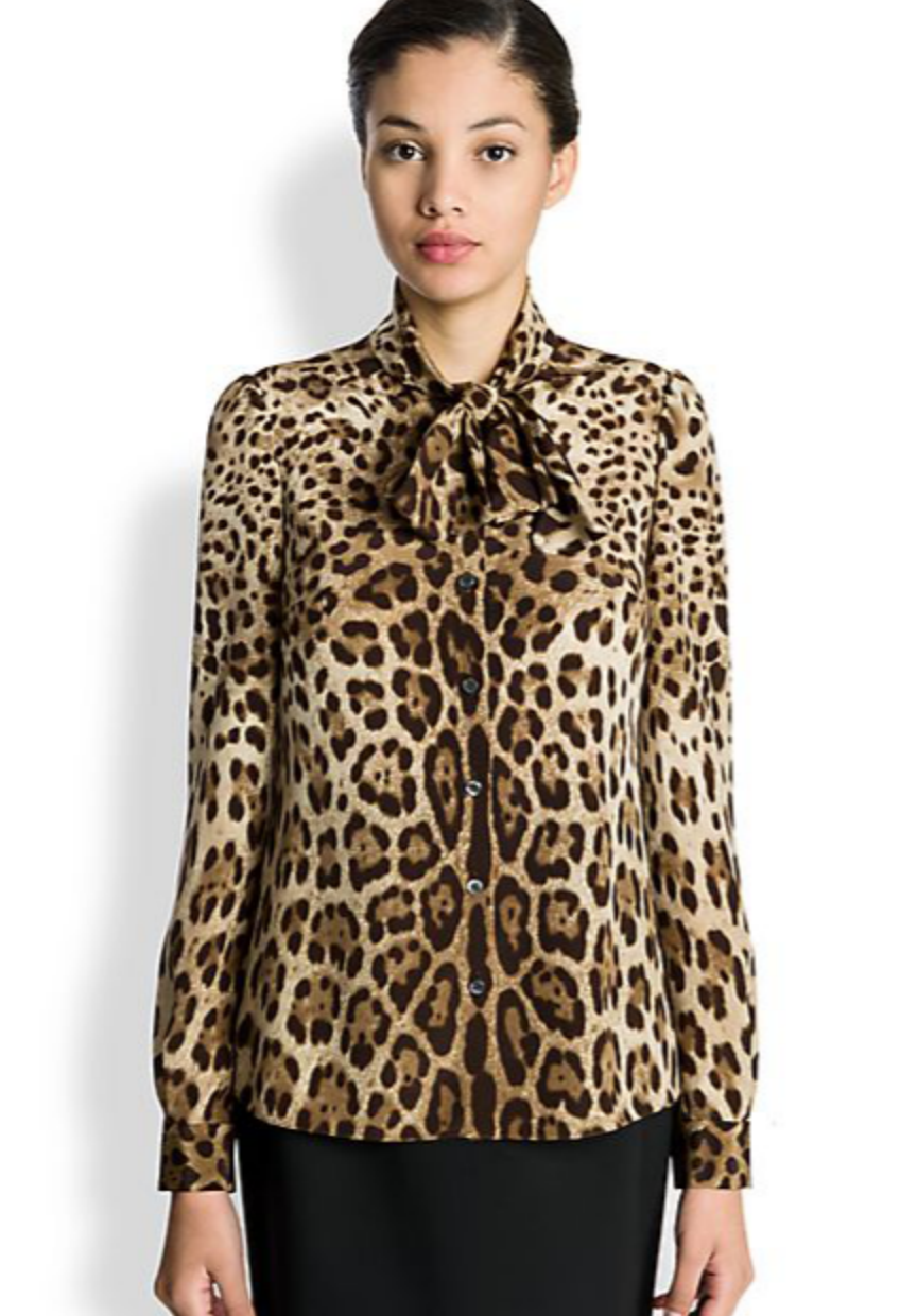 Dolce And Gabbana Leopard Print Silk Blouse Blingby